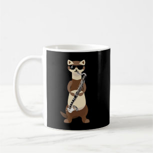 Funny Ferret tragen Sonnenbrille spielen Bass Clar Kaffeetasse
