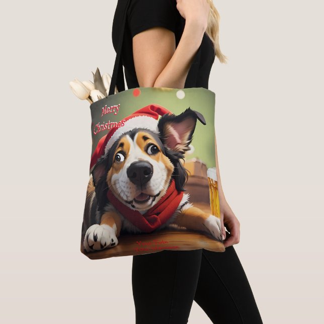 Funny festival Christmas Dog Tote Bag Tasche (Von Nahem)