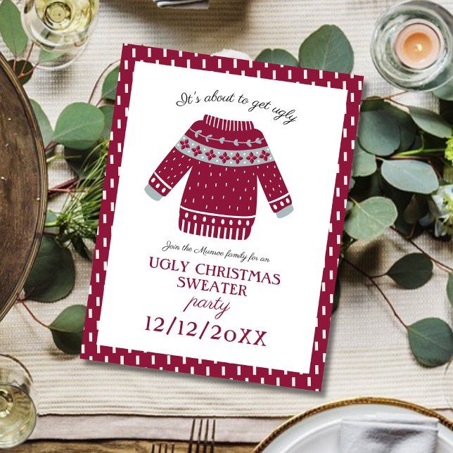Funny Festivals Weihnachts Sweater Drinks Party Einladungspostkarte (Von Creator hochgeladen)
