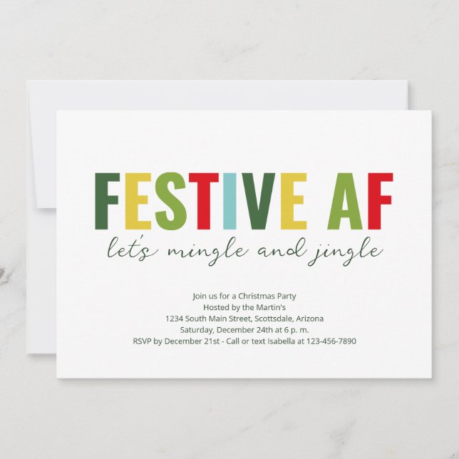 Funny Festive AF Weihnachten Party Einladung (Vorderseite)
