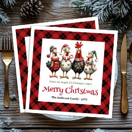 Funny festive chickens napkins with name editable serviette