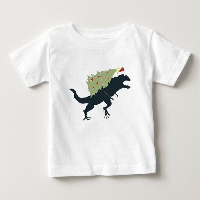 Funny Festive Dino Christmas Baby T-shirt (Vorderseite)