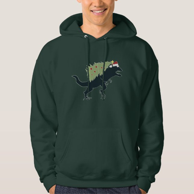 Funny Festive Dino Christmas Hoodie (Vorderseite)