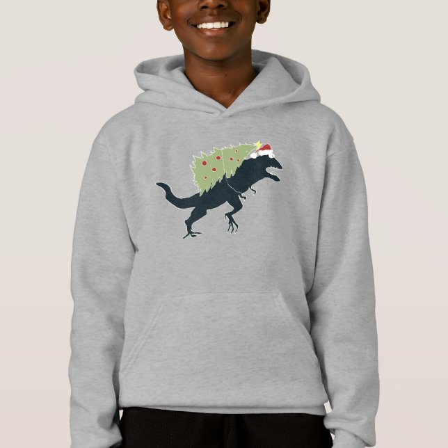 Funny Festive Dino Christmas Hoodie (Vorderseite)