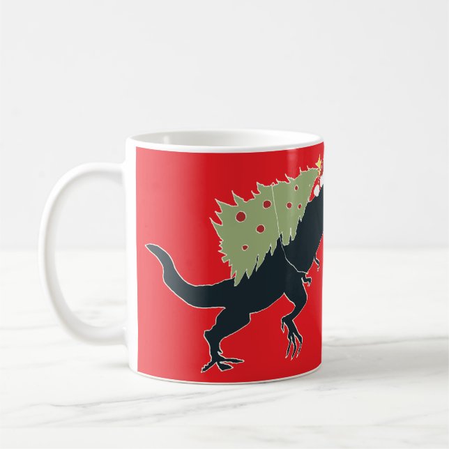 Funny Festive Dino Christmas Kaffeetasse (Links)