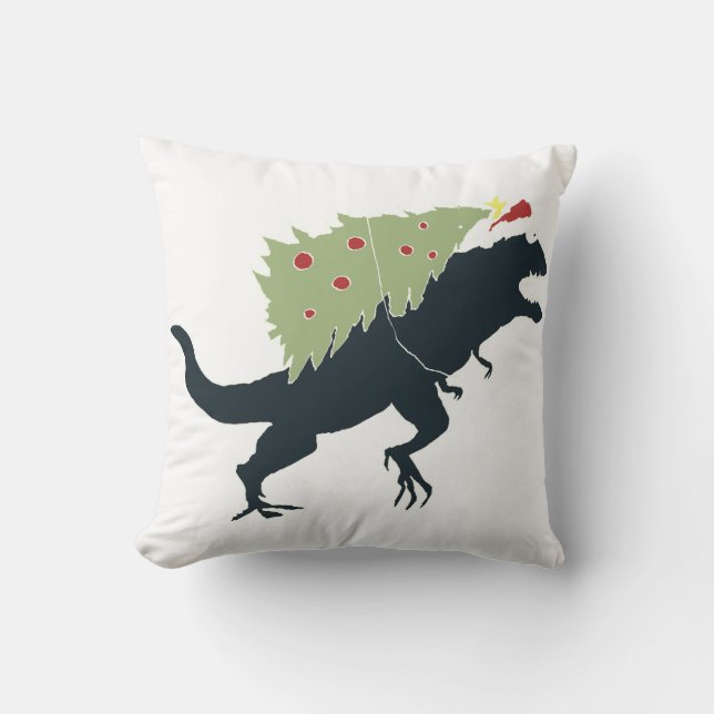 Funny Festive Dino Christmas Kissen (Vorderseite)