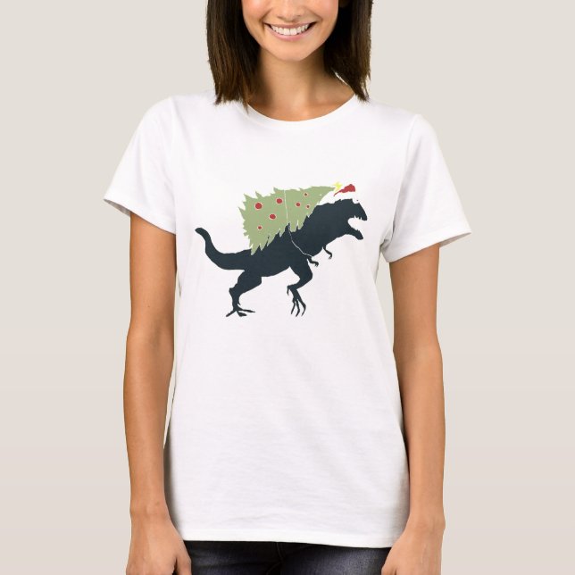 Funny Festive Dino Christmas T-Shirt (Vorderseite)
