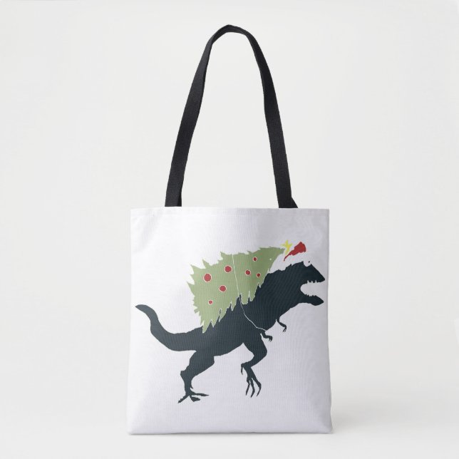 Funny Festive Dino Christmas Tasche (Vorderseite)