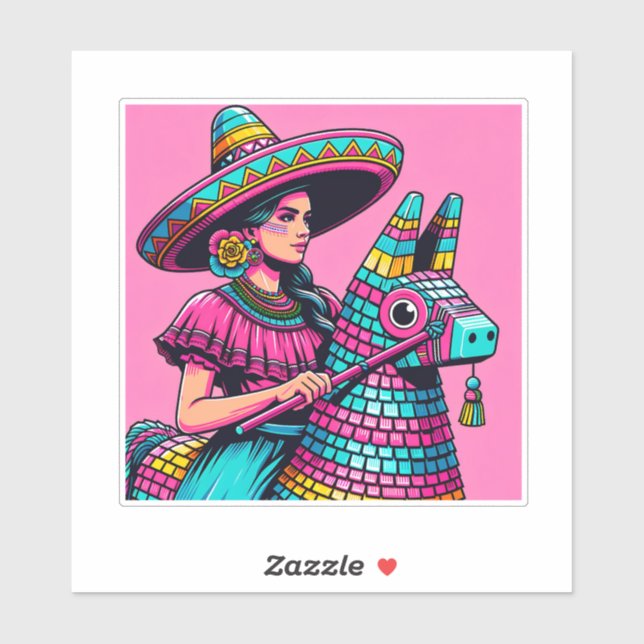 Funny Festive Fiesta Piñata Party Sticker (Blatt)