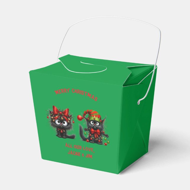 Funny Festive Frazzy Black Christmas Cats Geschenkschachtel (Vorderseite)