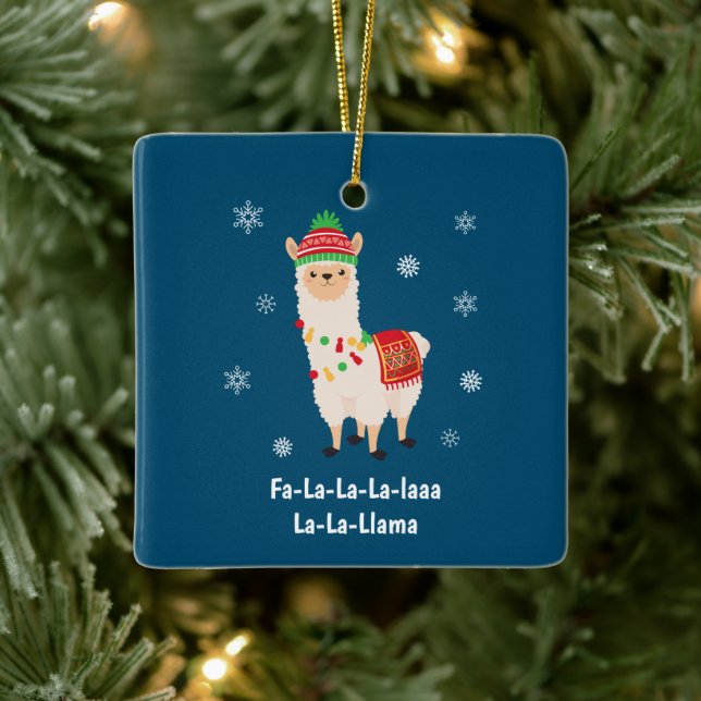 Funny Festive Llama Pub Weihnachten Keramikornament (Baum)