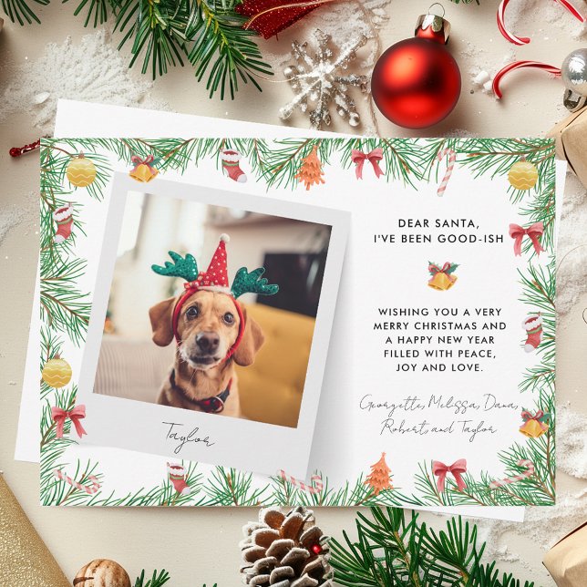 Funny Festive Pet Foto Hund Custom Weihnachten (Funny Festive Pet Photo Dog Custom Christmas Holiday Card)