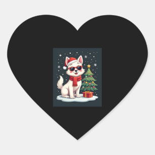 Funny Festive Sonnenbrille Hund mit Weihnachtsbaum Herz-Aufkleber