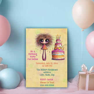 Funny & Festive Whimsical Birthday Girl Einladung
