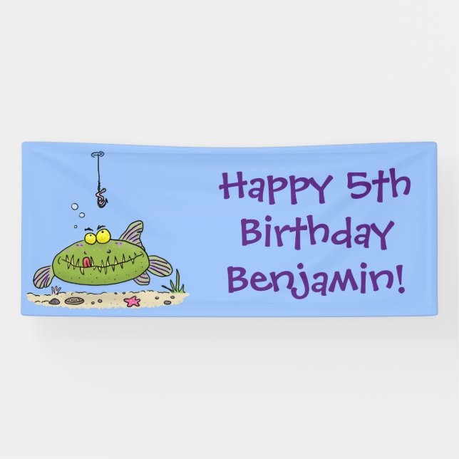 Funny Fett hungriger grüner Cartoon Banner (Horizontal)