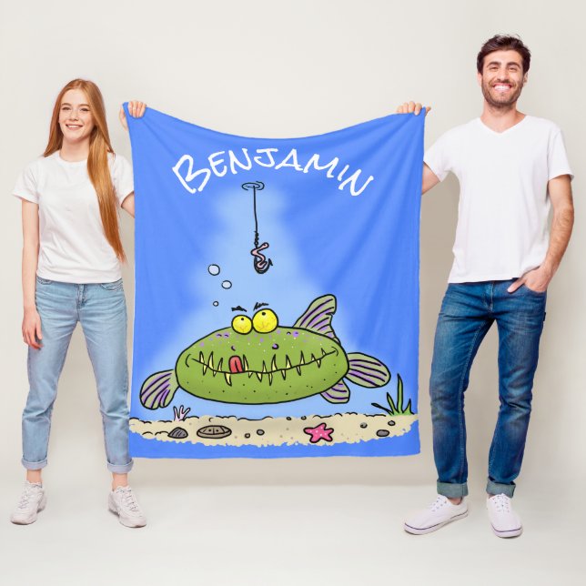 Funny Fett hungriger grüner Cartoon Fleecedecke (Beispiel)