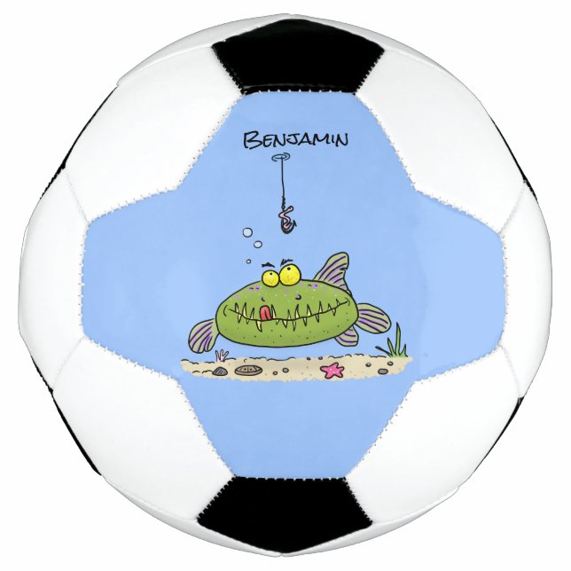 Funny Fett hungriger grüner Cartoon Fußball (Vorderseite)