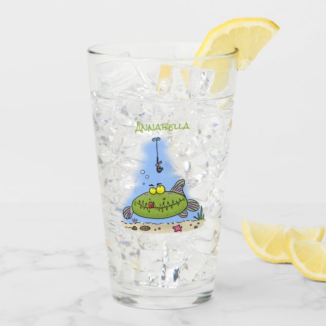 Funny Fett hungriger grüner Cartoon Glas (Rückseite Ice)