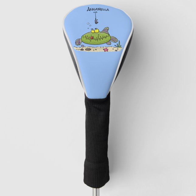 Funny Fett hungriger grüner Cartoon Golf Headcover (Vorderseite)