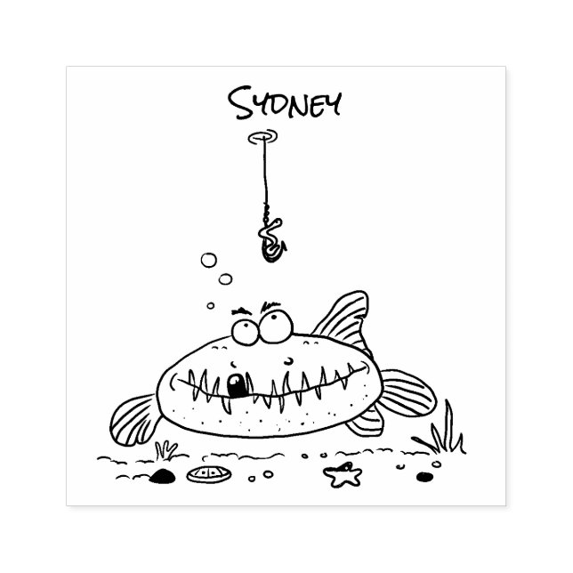Funny Fett hungriger grüner Cartoon Gummistempel (Prägung)