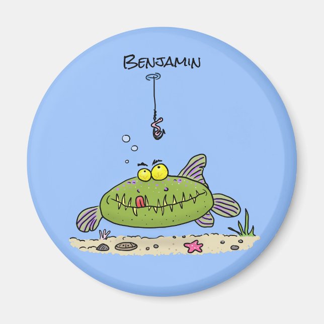 Funny Fett hungriger grüner Cartoon Magnet (Vorne)
