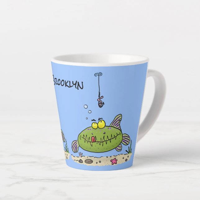 Funny Fett hungriger grüner Cartoon Milchtasse (Rechte Ecke)