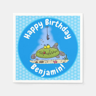 Funny Fett hungriger grüner Cartoon Serviette