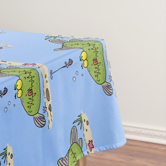 Funny Fett hungriger grüner Cartoon Tischdecke (Beispiel)