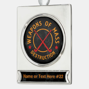 Funny Field Hockey Personalisiert Weihnachtsgeschm Banner-Ornament Silber