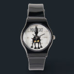 Funny Fierce Black Cat Cartoon  Armbanduhr<br><div class="desc">Funny Fierce Black Cat Cartoon Character looking menacing. Original Vector Art Design © BluedarkArt TheChameleonArt.</div>