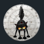 Funny Fierce Black Cat Cartoon  Dartscheibe<br><div class="desc">Funny Fierce Black Cat Cartoon Character looking menacing. Original Vector Art Design © BluedarkArt TheChameleonArt.</div>