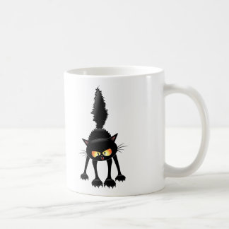 Funny Fierce Black Cat Cartoon Kaffeetasse
