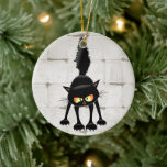 Funny Fierce Black Cat Cartoon Keramik Ornament<br><div class="desc">Funny Fierce Black Cat Cartoon Character looking menacing. Original Vector Art Design © BluedarkArt TheChameleonArt.</div>