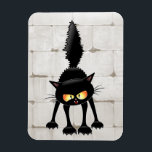 Funny Fierce Black Cat Cartoon Magnet<br><div class="desc">Funny Fierce Black Cat Cartoon Character looking menacing. Original Vector Art Design © BluedarkArt TheChameleonArt.</div>