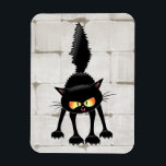 Funny Fierce Black Cat Cartoon Magnet<br><div class="desc">Funny Fierce Black Cat Cartoon Character looking menacing. Original Vector Art Design © BluedarkArt TheChameleonArt.</div>