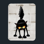 Funny Fierce Black Cat Cartoon Magnet<br><div class="desc">Funny Fierce Black Cat Cartoon Character looking menacing. Original Vector Art Design © BluedarkArt TheChameleonArt.</div>