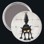 Funny Fierce Black Cat Cartoon Magnet<br><div class="desc">Funny Fierce Black Cat Cartoon Character looking menacing. Original Vector Art Design © BluedarkArt TheChameleonArt.</div>