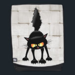 Funny Fierce Black Cat Cartoon  Rucksack<br><div class="desc">Funny Fierce Black Cat Cartoon Character looking menacing. Original Vector Art Design © BluedarkArt TheChameleonArt.</div>