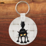 Funny Fierce Black Cat Cartoon  Schlüsselanhänger<br><div class="desc">Funny Fierce Black Cat Cartoon Character looking menacing. Original Vector Art Design © BluedarkArt TheChameleonArt.</div>