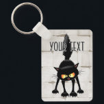 Funny Fierce Black Cat Cartoon  Schlüsselanhänger<br><div class="desc">Funny Fierce Black Cat Cartoon Character looking menacing. Original Vector Art Design © BluedarkArt TheChameleonArt.</div>