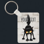 Funny Fierce Black Cat Cartoon  Schlüsselanhänger<br><div class="desc">Funny Fierce Black Cat Cartoon Character looking menacing. Original Vector Art Design © BluedarkArt TheChameleonArt.</div>