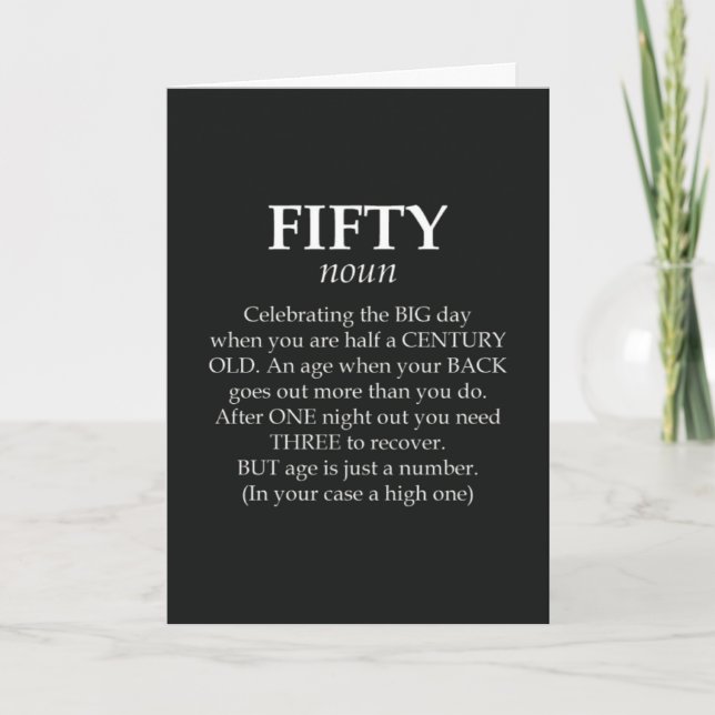 Funny Fiftieth Birthday Cards 50th Hilarious Humor Karte (Vorderseite)