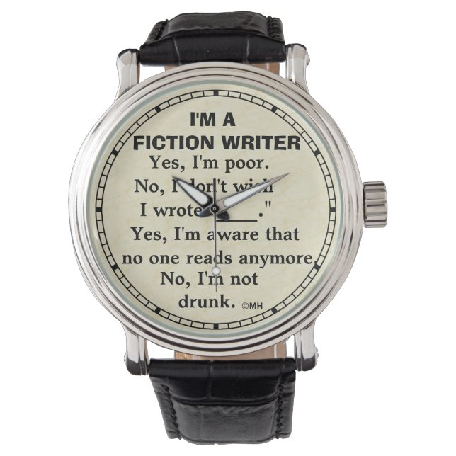 Funny Fiktion Writer Anssheet Armbanduhr (Vorderseite)