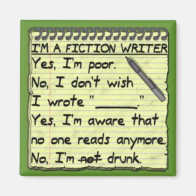 Funny Fiktion Writer Answer Sheet Betrunken Magnet (Vorne)