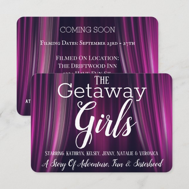Funny Film Parodie Girls Getaway Invitation (Devant / Derrière)