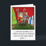 Funny Financial Christmas Spaß Feiertagskarte<br><div class="desc">Wunderbar lustige und leicht sarkastische Cartoon-Figuren in unglaublich witzig Situationen, die jedem ein Lächeln ins Gesicht bringen. Grosser Spaß für den wunderbar lustigen, leicht sarkastischen Charakter, den Sie kennen! Genießen Sie das Lachen mit dieser unglaublich witzig finanziellen Weihnachtskarte des Spaßes von Künstler Bill Abbott. "Spectickles" ist das international syndizierte Comic...</div>