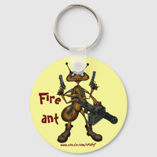 Funny fire ant with guns cartoon art keychain schlüsselanhänger