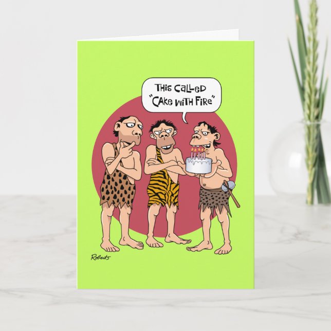 Funny "Fire Cake" Geburtstag Karte (Vorderseite)