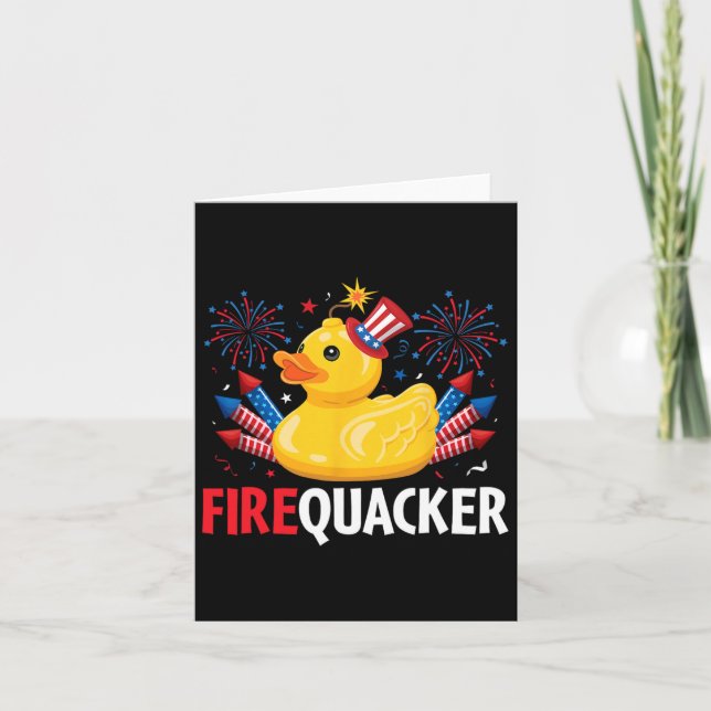 Funny Firecracker Ente 4. Juli Karte (Vorderseite)