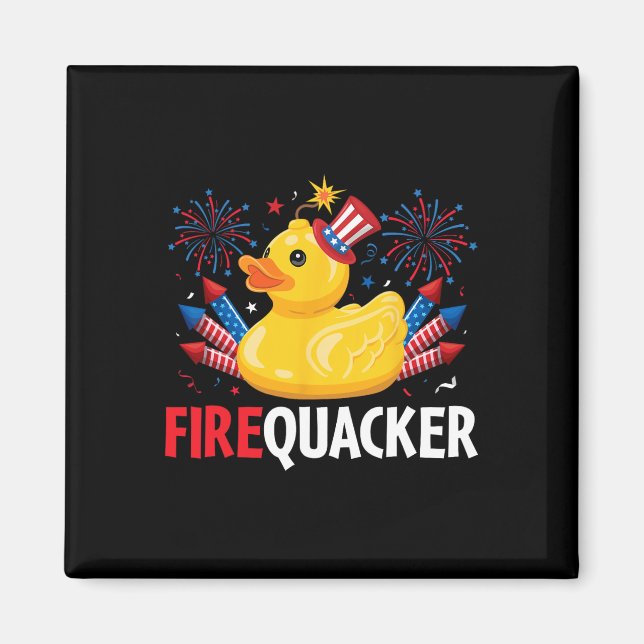 Funny Firecracker Ente 4. Juli Magnet (Vorne)